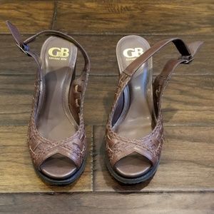 Gianni Bini Leather Sling Back Wedges 7